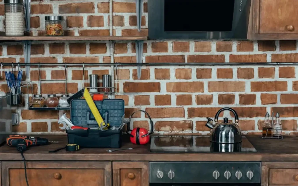 Appliance repair equipment laid out in a Cape Town kitchen during a repair
